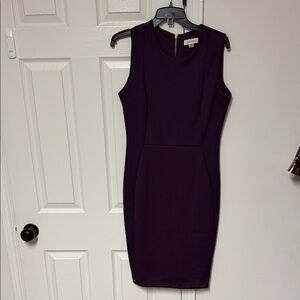 Calvin Klein Dark Plum Sleeveless Sheath Midi Dress